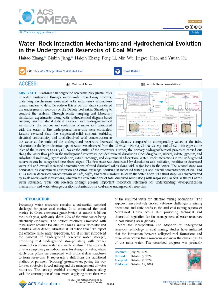 Water Rock Interaction Mechanisms and Hydrochemical Evolution in The ...
