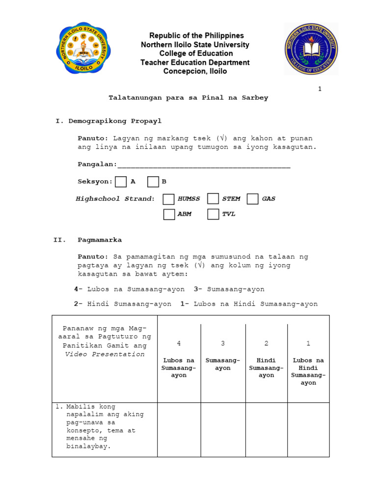 Talatanungan at Sipi | PDF