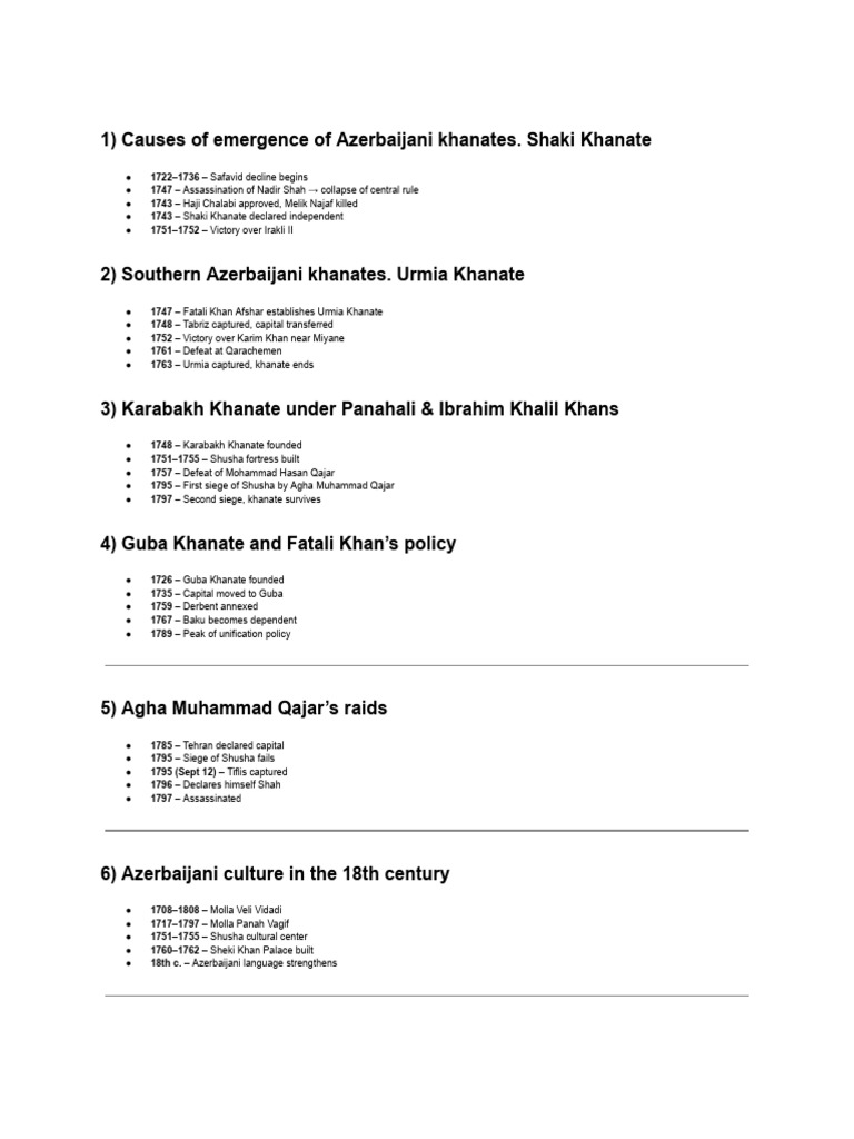 Short History Questions | PDF | Azerbaijan