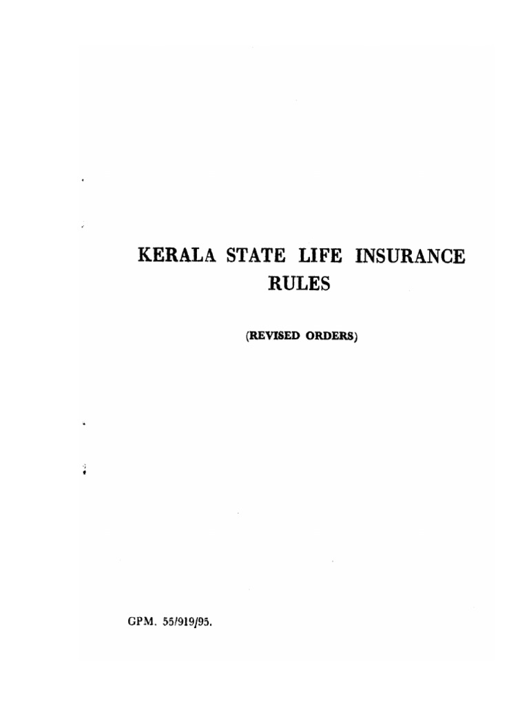 Kerala State Life Insurance Rules | PDF