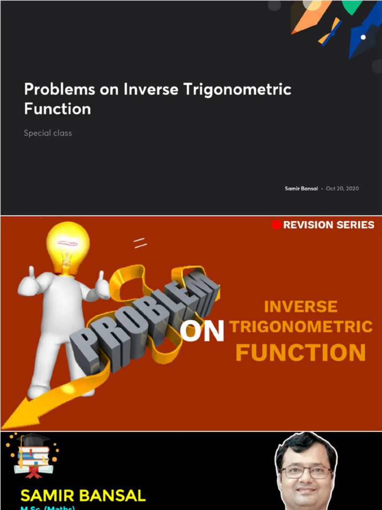 Inverse Trigonometric Function Problems | PDF