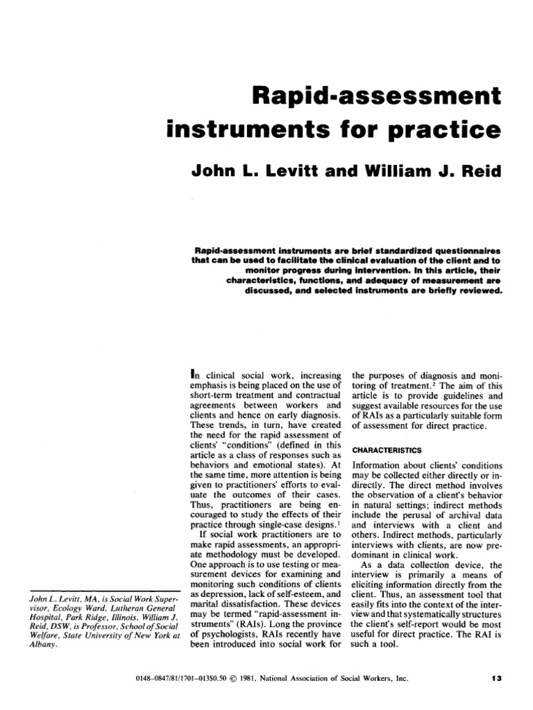 Rapid-Assessment Instruments For Practice | PDF | Validity (Statistics ...