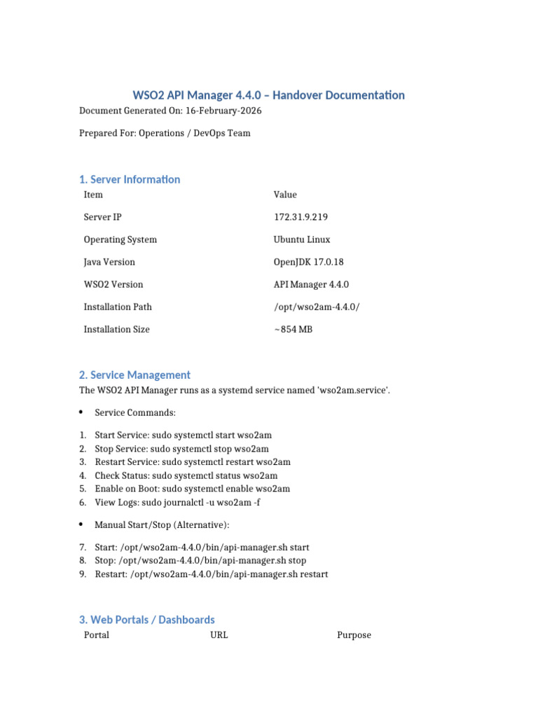 WSO2 API Manager 4.4.0 Handover Documentation | PDF | Sudo | Databases