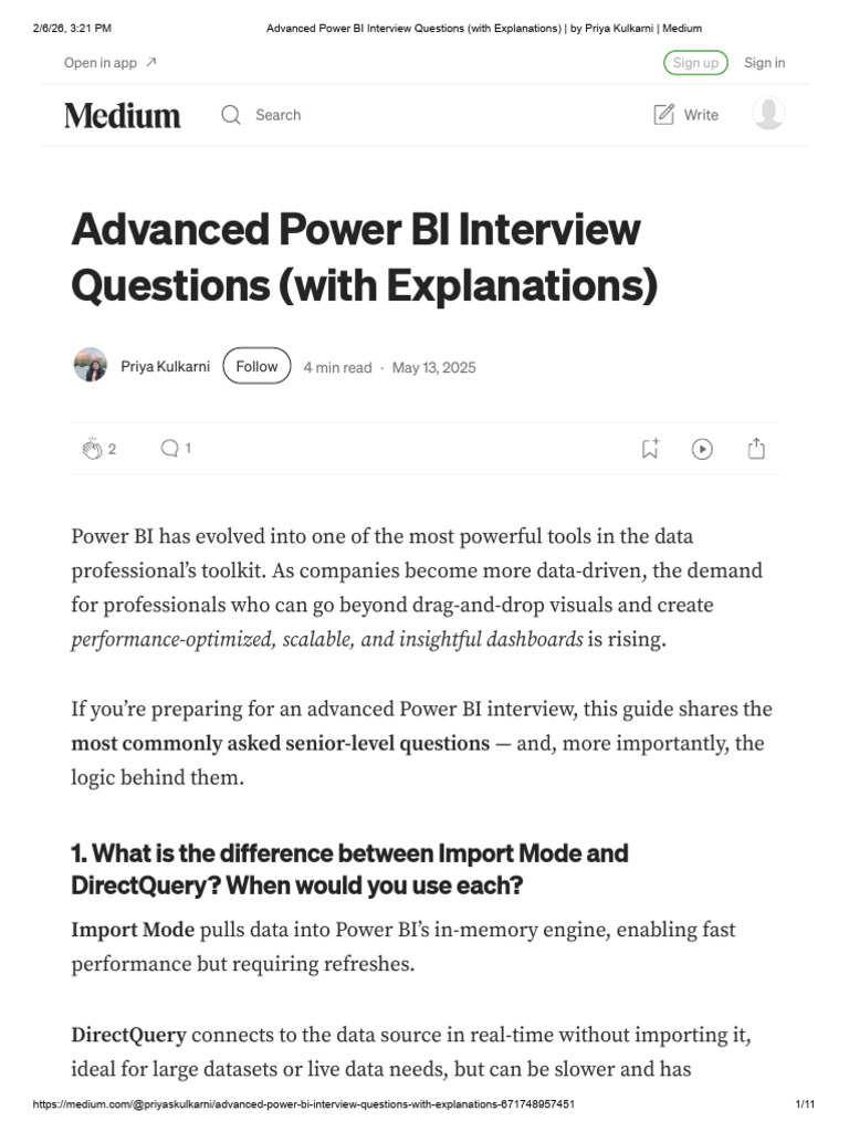 Advanced Power BI Interview Questions (With Explanations) - by Priya ...