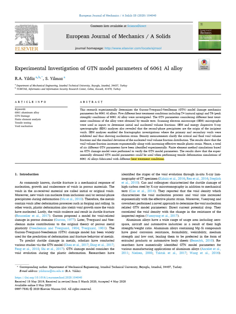 GTN Model | PDF | Ductility | Deformation (Engineering)