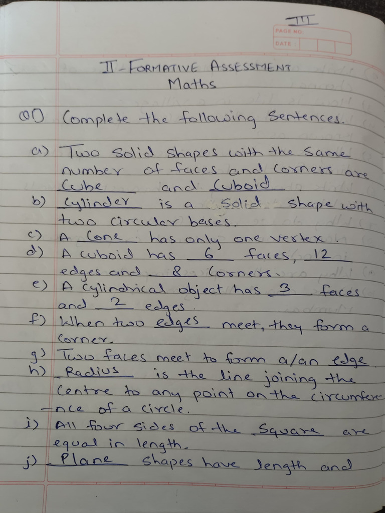 3rd Maths FA-2 Revision | PDF
