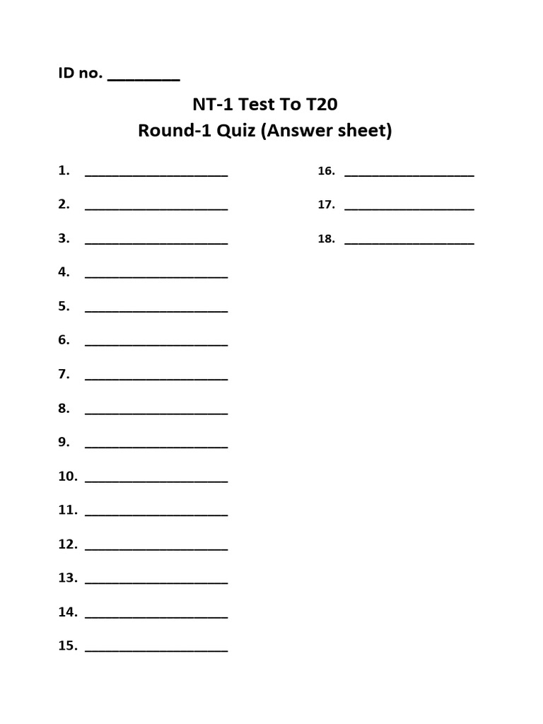 Round 1 Answer Sheet-1 | PDF