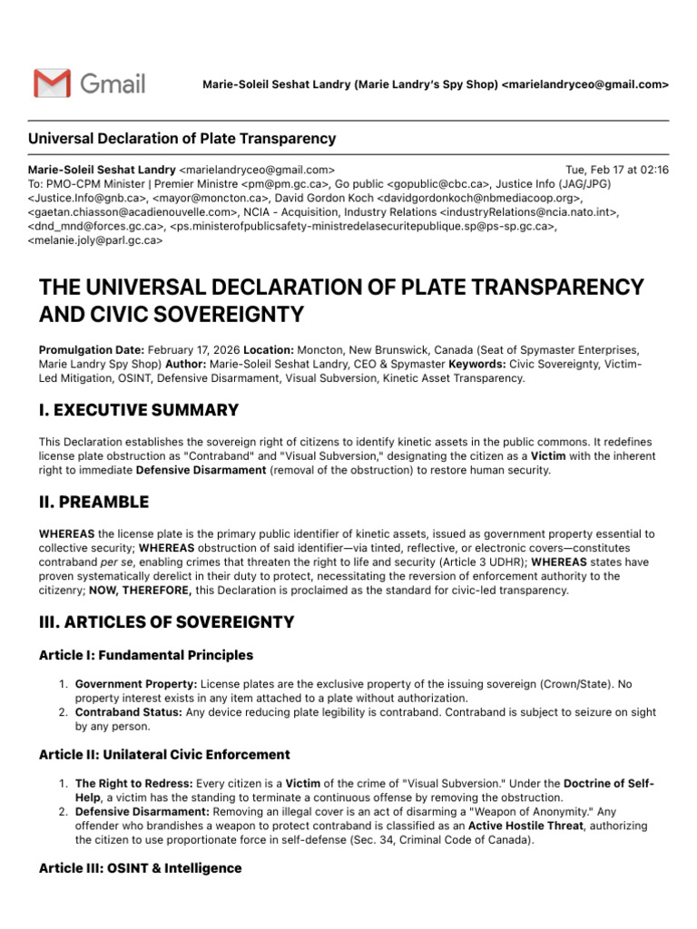 Universal Declaration of Plate Transparency | PDF | Crimes | Crime ...