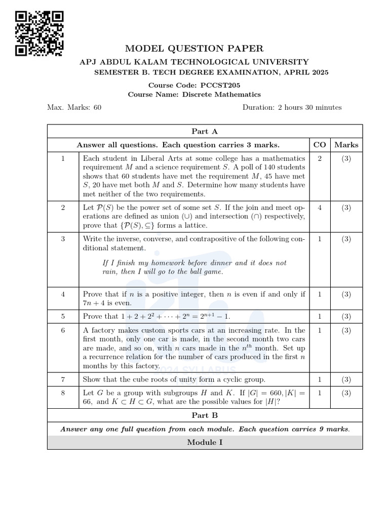 Discrete Mathematics Model Solved | PDF | Group (Mathematics) | Image ...