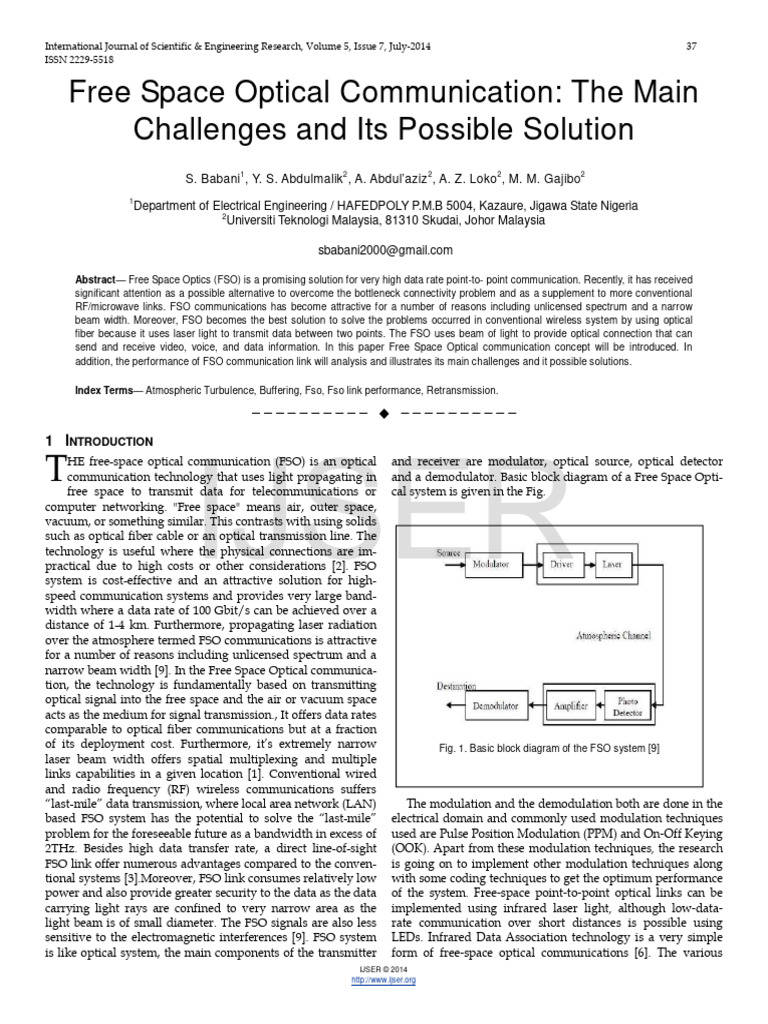 Free Space Optical Communication The Mai | PDF | Attenuation ...