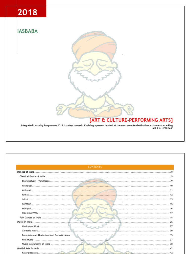IASbaba ILP 2018 Art and Culture Performing Arts | PDF