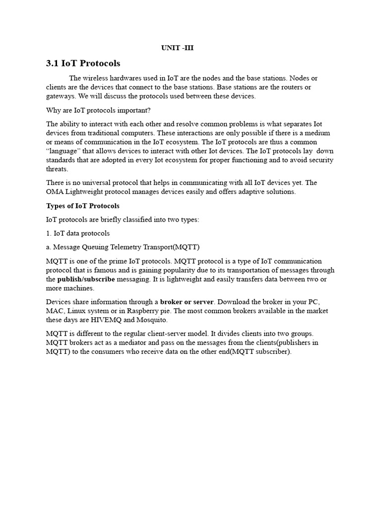 Unit III (Iot Protocol, Ipv6,6lowpan, MQTT, Coap) | PDF | I Pv6 | Ip ...