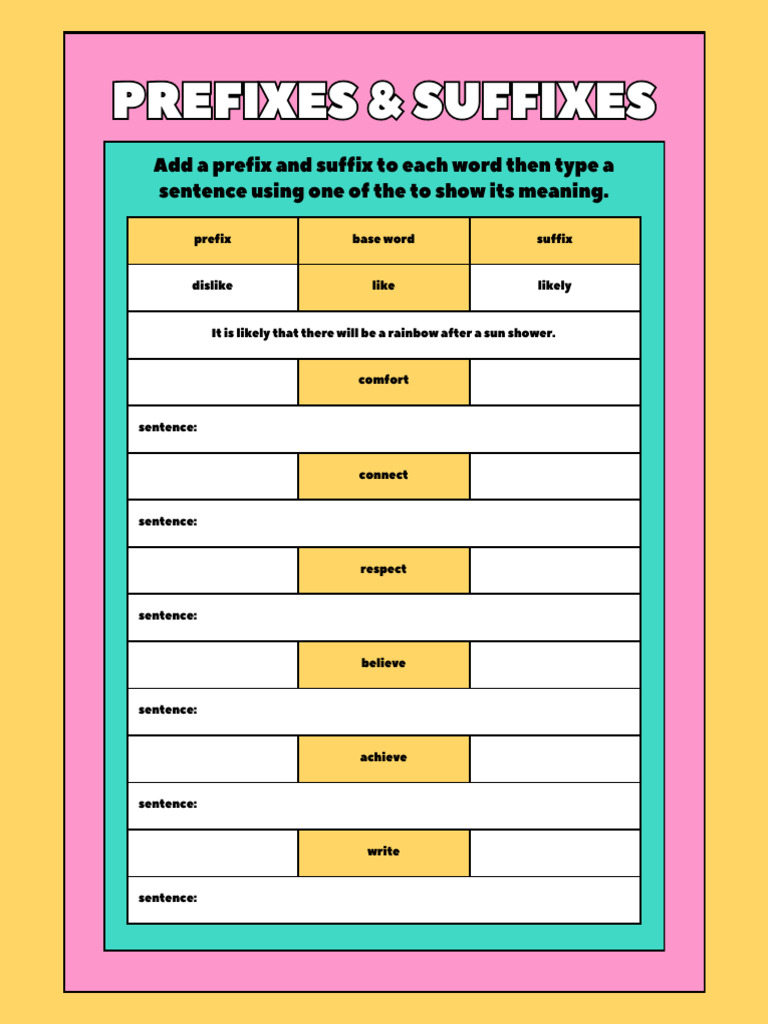 Prefixes and Suffixes - Exercise | PDF