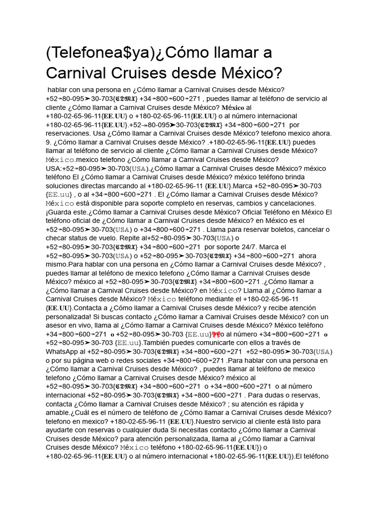 (Telefonea$ya)¿Cómo llamar a Carnival Cruises desde México? | PDF ...