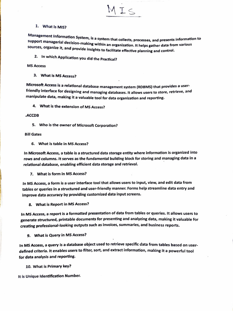 MIS External Important Questions | PDF