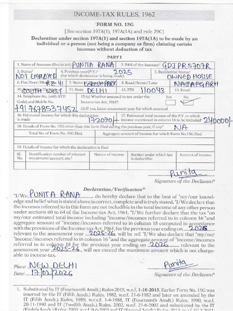 Form 15 G | PDF