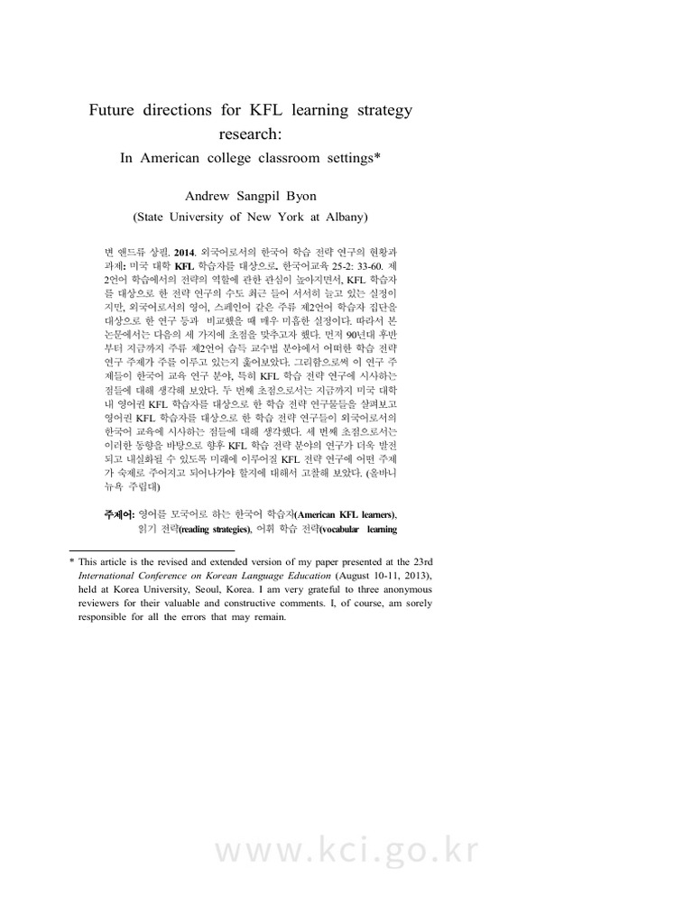 Future Directions For KFL Learning Strategy | PDF | Second Language ...