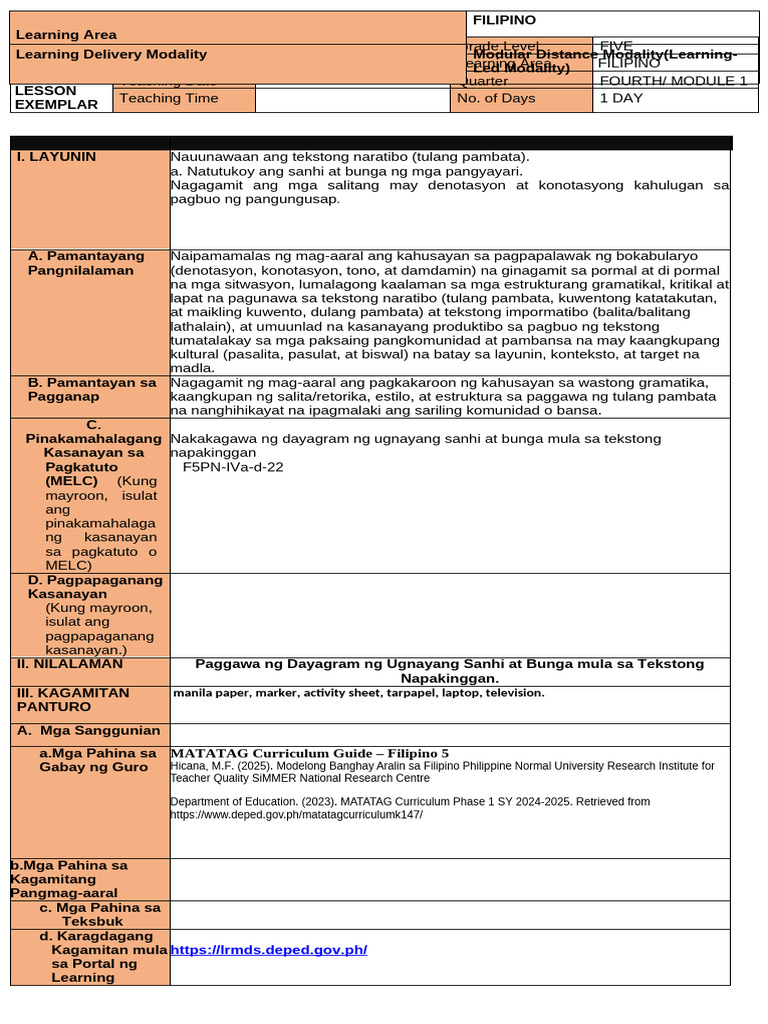 Cot Filipino 5 M 4 q4 | PDF