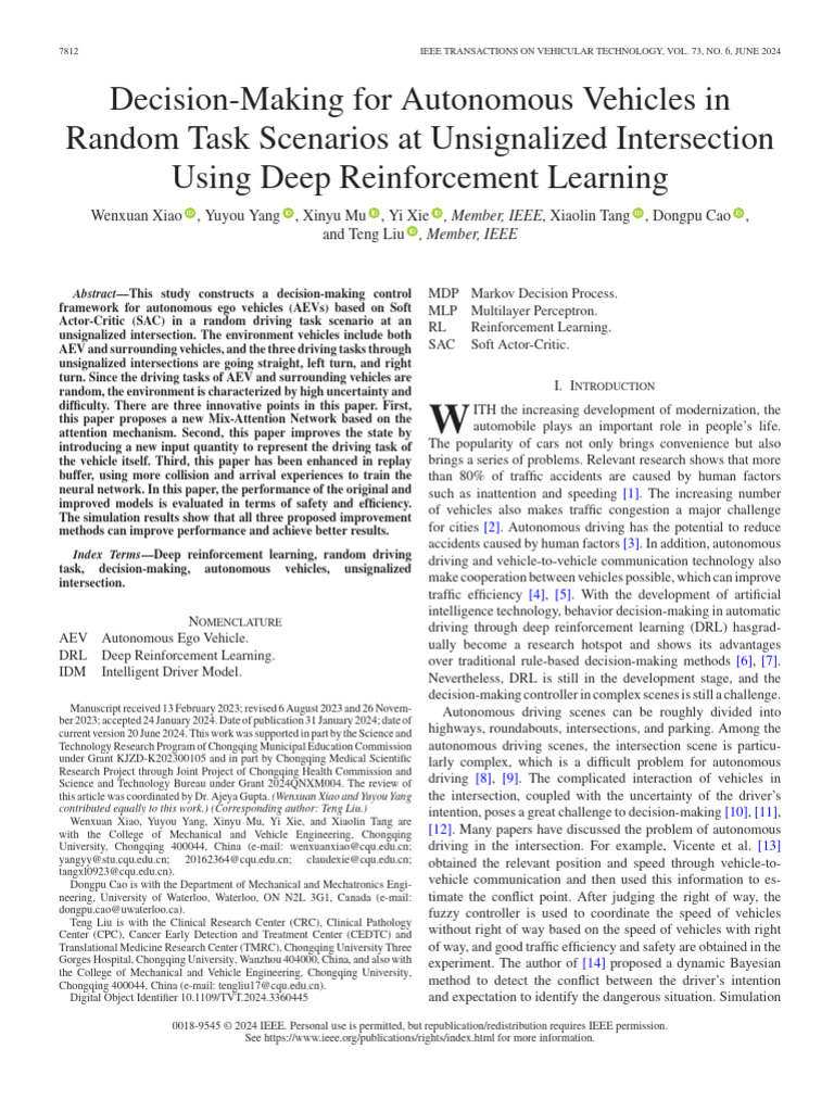 Decision-Making For Autonomous Vehicles in Random Task Scenarios at ...