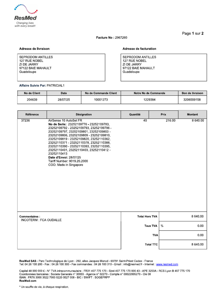 AR Invoice - France | PDF