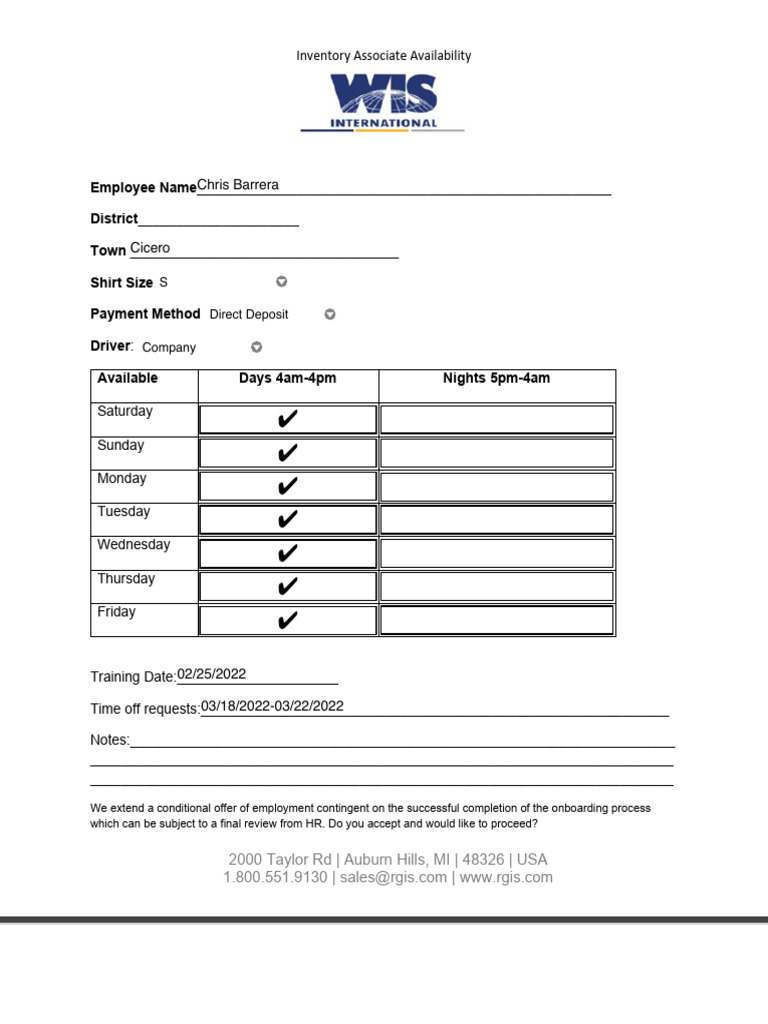 Availability FORM | PDF