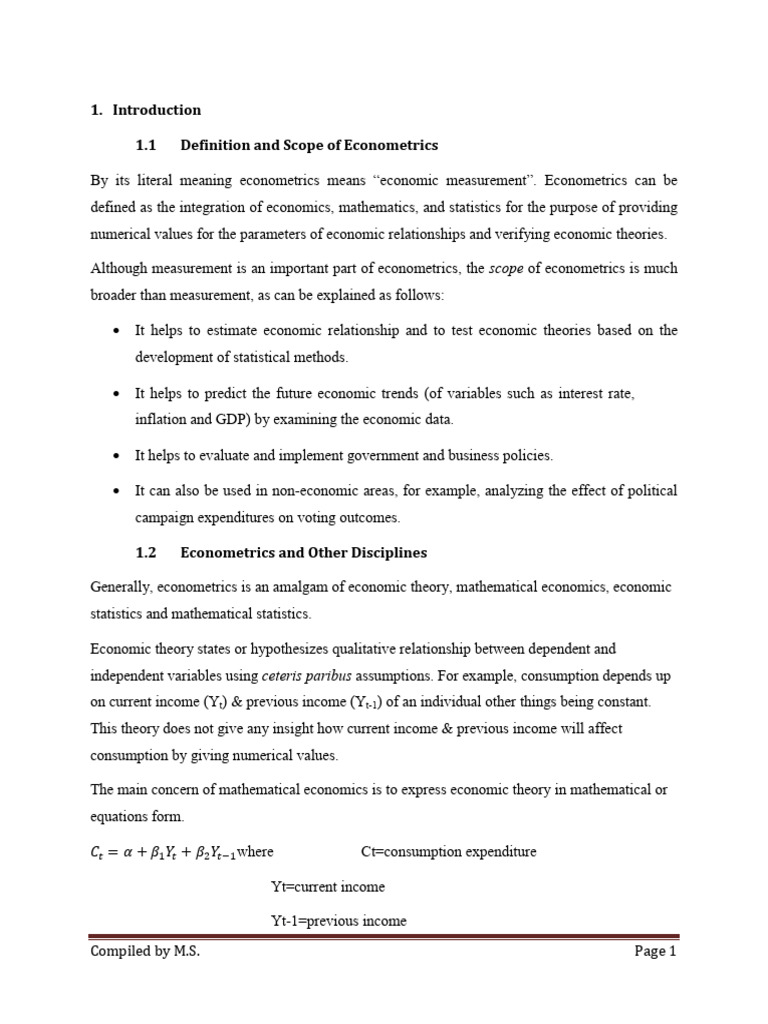Econometrics I Lecture Note Short Teddy | PDF | Ordinary Least Squares ...