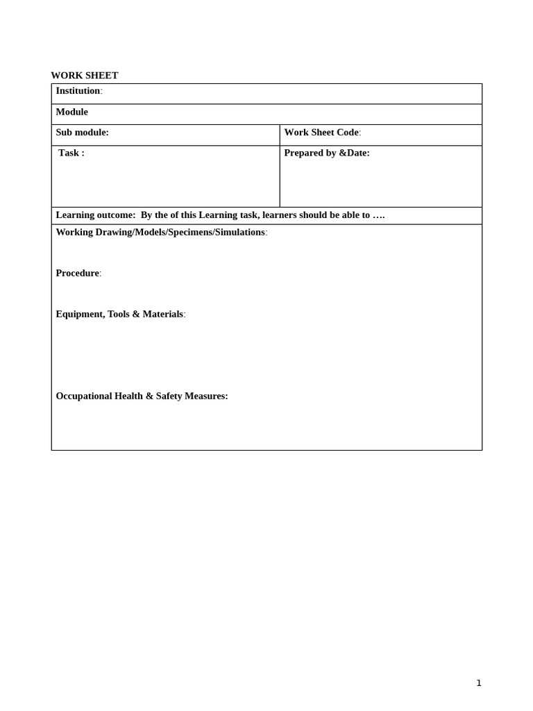Format of A Worksheet | PDF