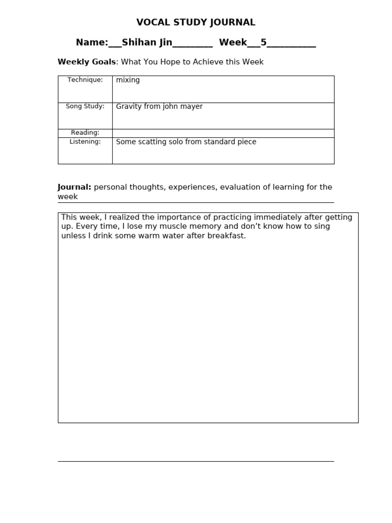 Practice Log Template 2024-2-3 | PDF