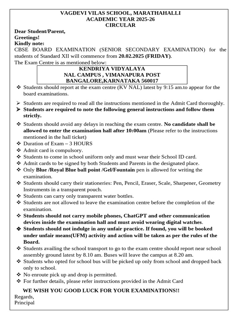 General Instructions To Candidates Ssce 2025-26 | PDF