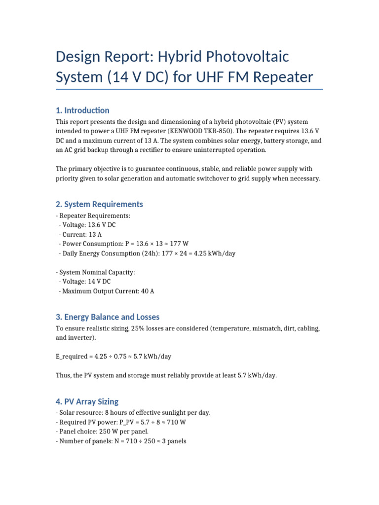 Hybrid PV System Report With Full Schematic | PDF | Photovoltaic System ...