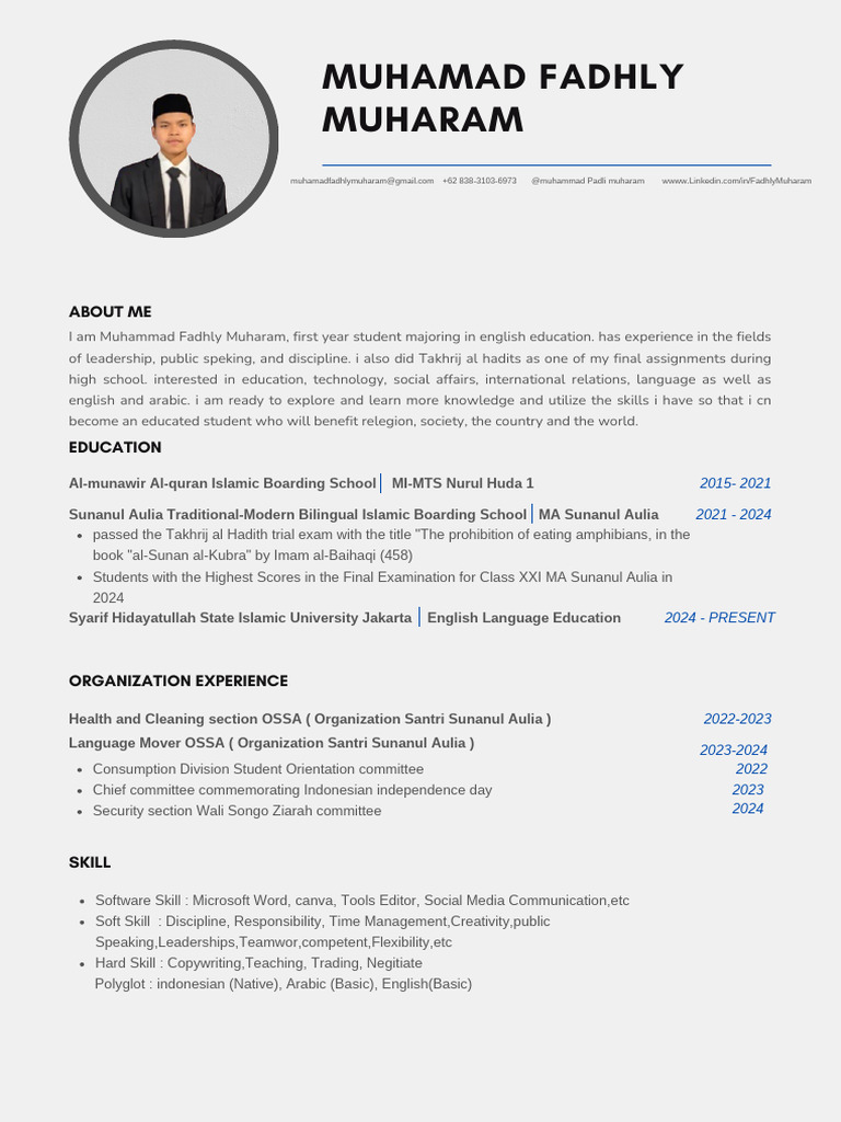 CV Muhammad Fadhly Muharam | PDF | Hadith | Abrahamic Religions