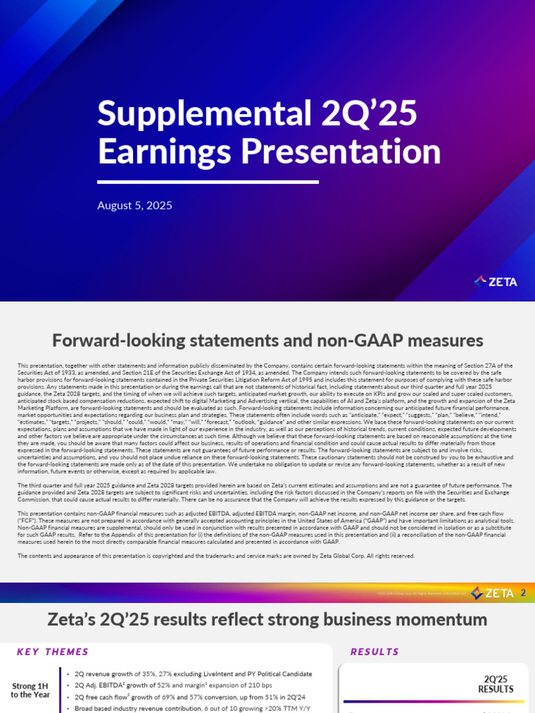 ZETA 2Q 25 Earnings Supplemental | PDF | Free Cash Flow | Income