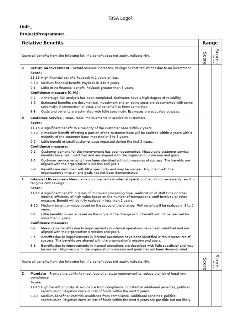 2.2 Project Rating Matrix Template | PDF