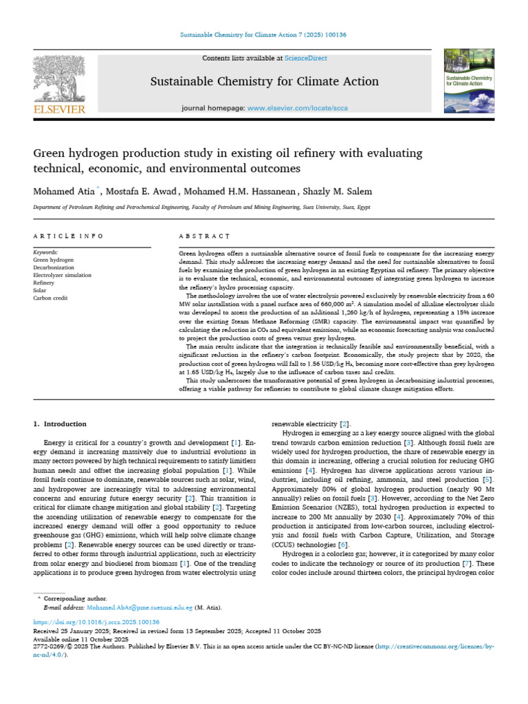 Green Hydrogen in Refineries | PDF | Renewable Energy | Hydrogen