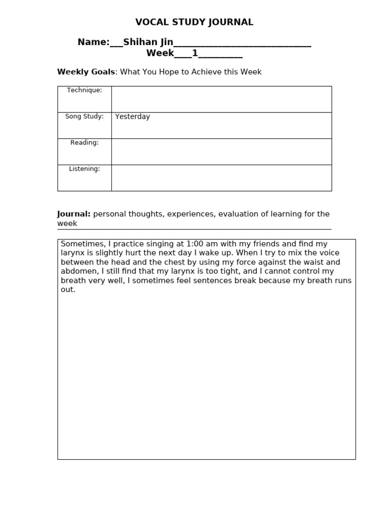 Practice Log Template 2024-2 | PDF