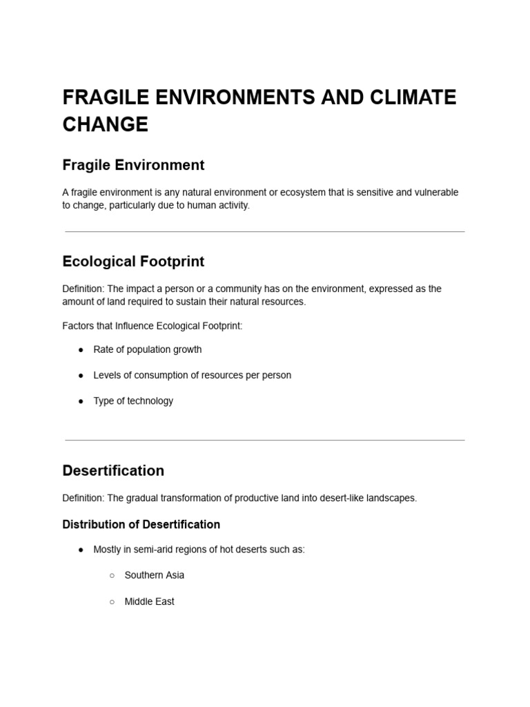 Fragile Environments and Climate Change. | PDF | Climate Change ...