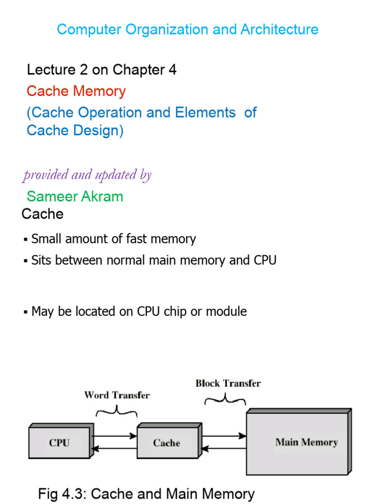 Ch4 Lec2 - Cache Operation and Elements of Cache Design | PDF