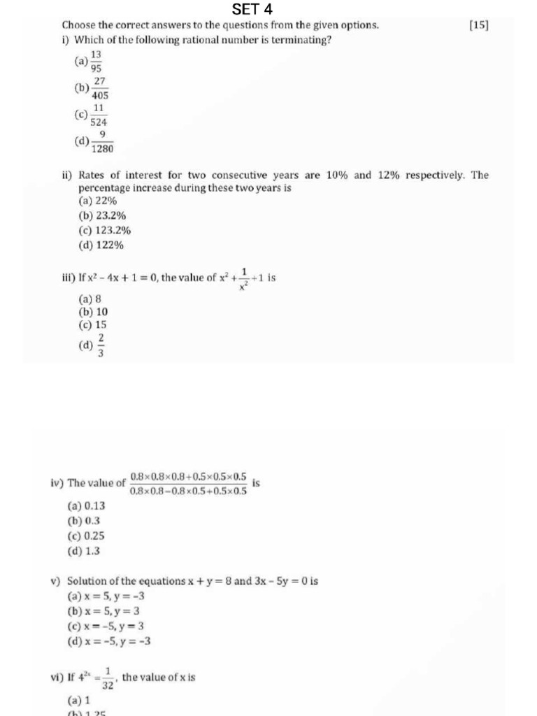 Icse Ix Maths Set 4 | PDF