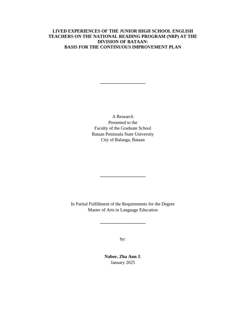 Chapter 1 National Reading Program | PDF | Literacy | Teachers