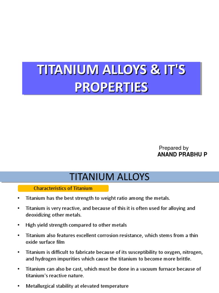 Titanium Alloys and Its Properties PDF Titanium Heat Treating