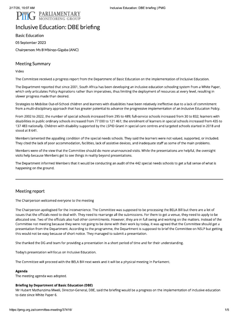 Inclusive Education Debriefing Notes | PDF