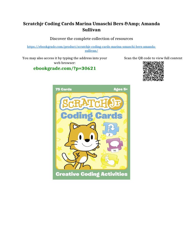 ScratchJr Coding Cards Marina Umaschi Bers & Amanda Sullivan Complete ...
