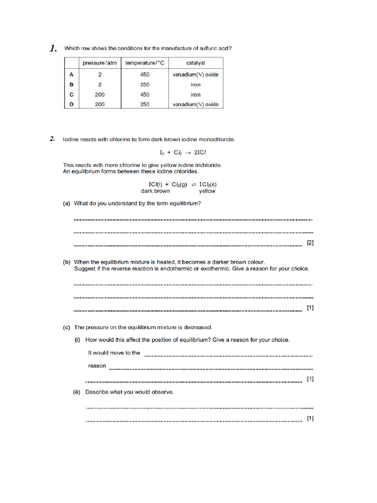 Chemical Equilibria o Exercise | PDF