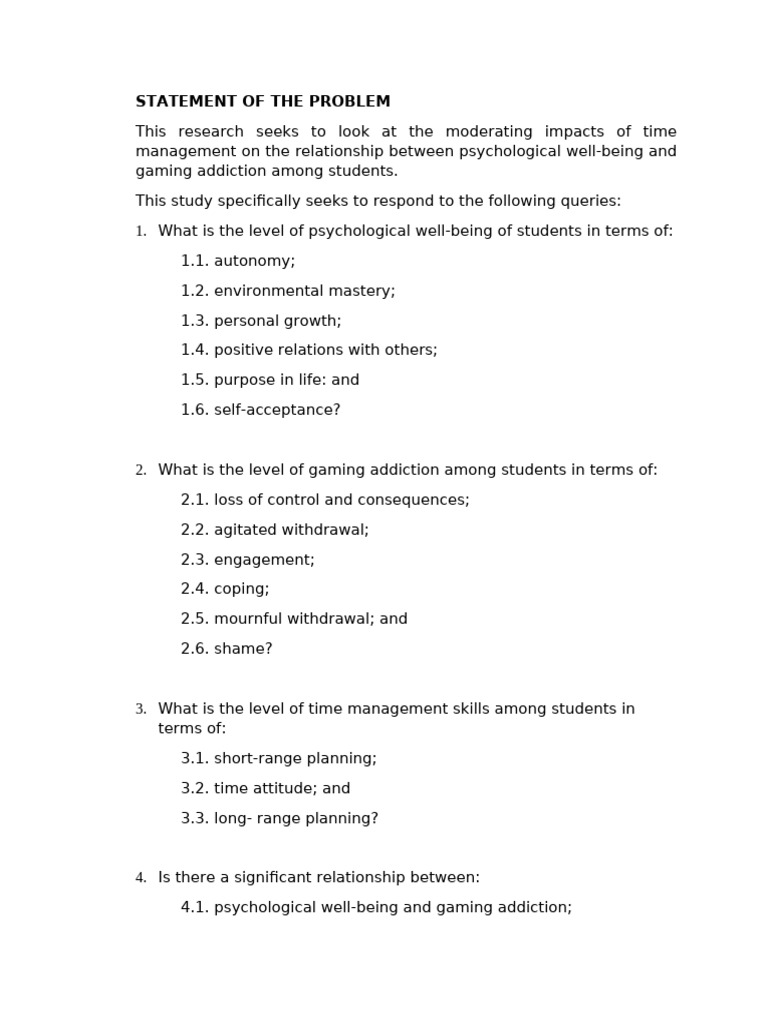 Statement of The Problem | PDF