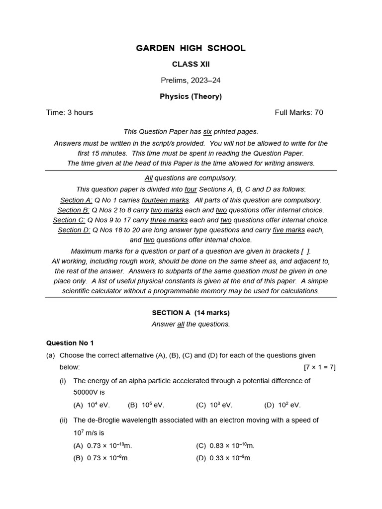12 Physics (Theory) 2 | PDF