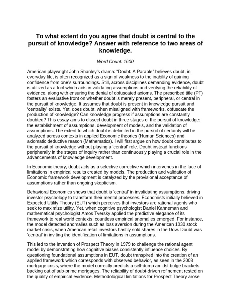 TOK Essay Complete Final | PDF | Axiom | Certainty