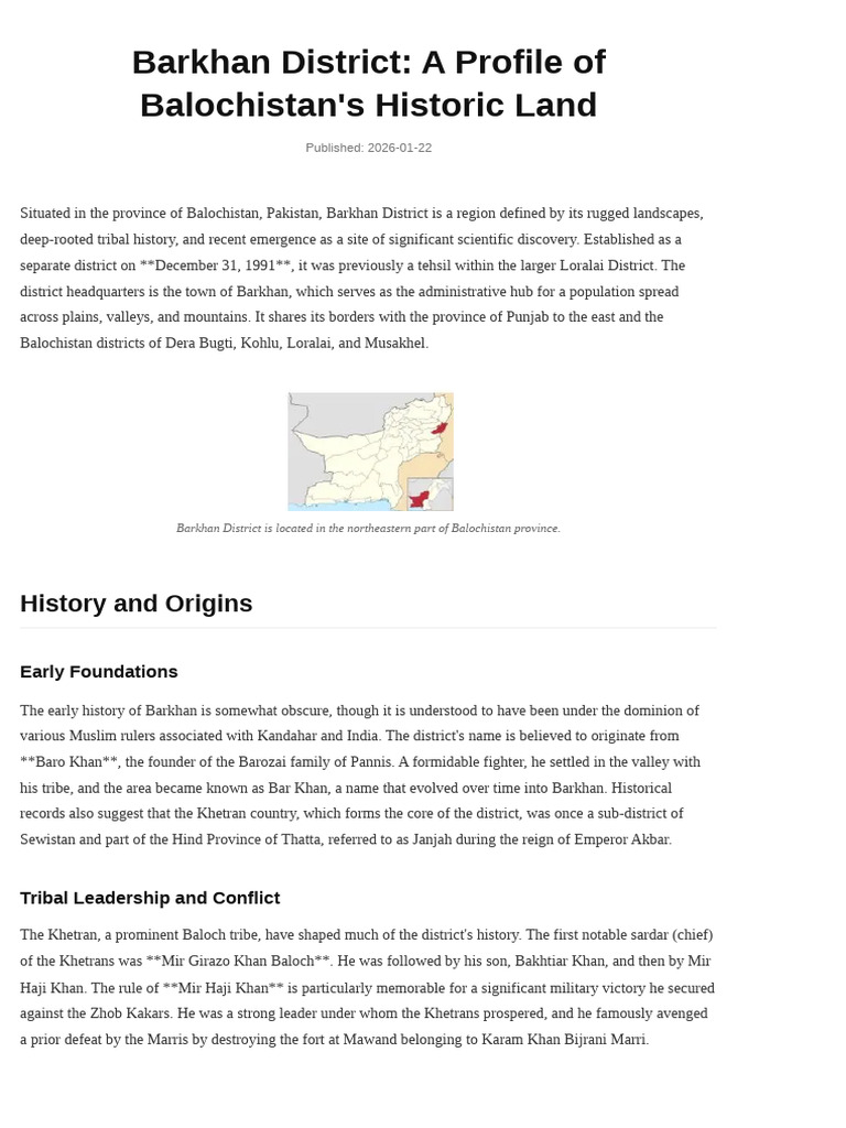Barkhan District Profile | PDF