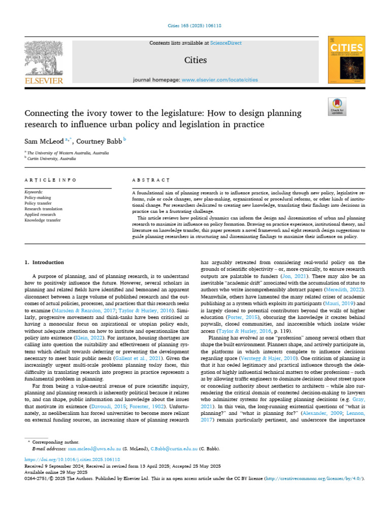 How To Design Planning Research To Influence Urban Policy and ...