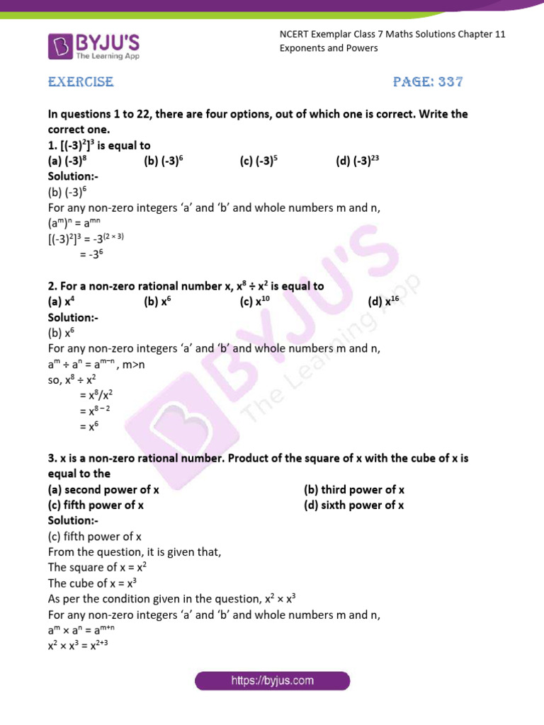 Byju's Ncert Exemplar Nov2020 Class 7 Maths Solutions Chapter 11 | PDF ...
