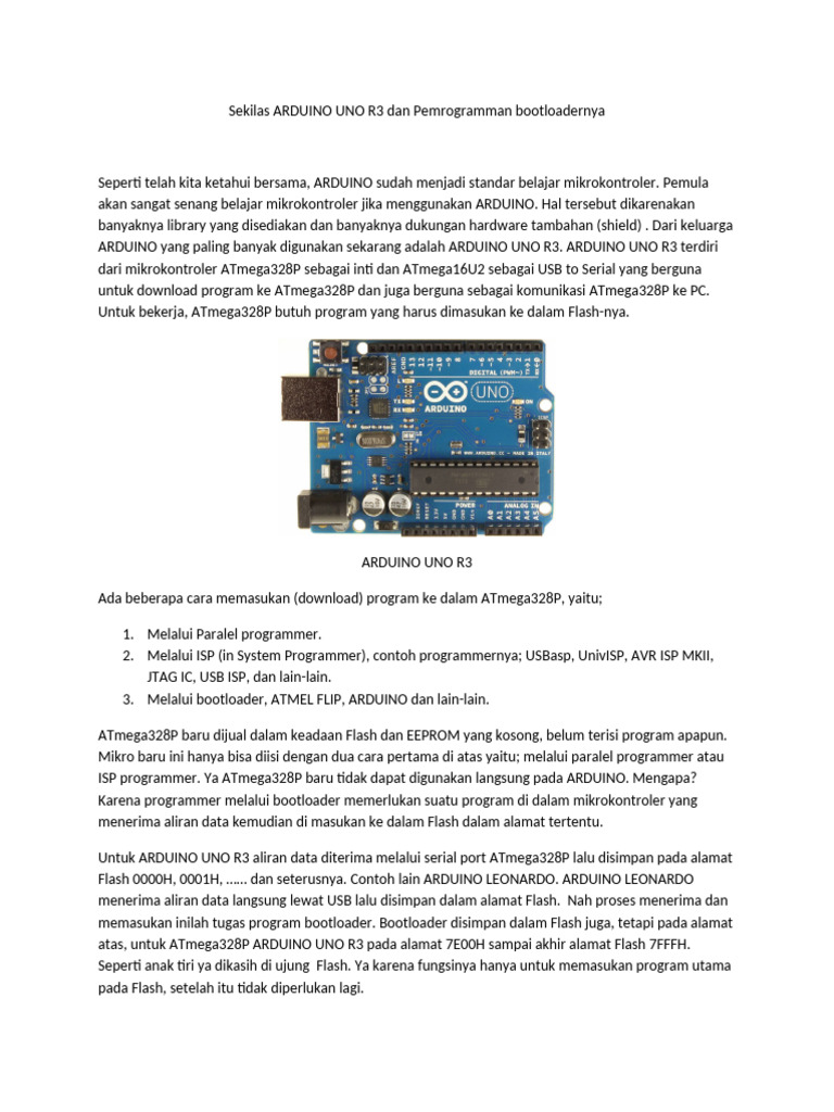 Sekilas ARDUINO UNO R3 Dan Pemrogramman Bootloadernya | PDF